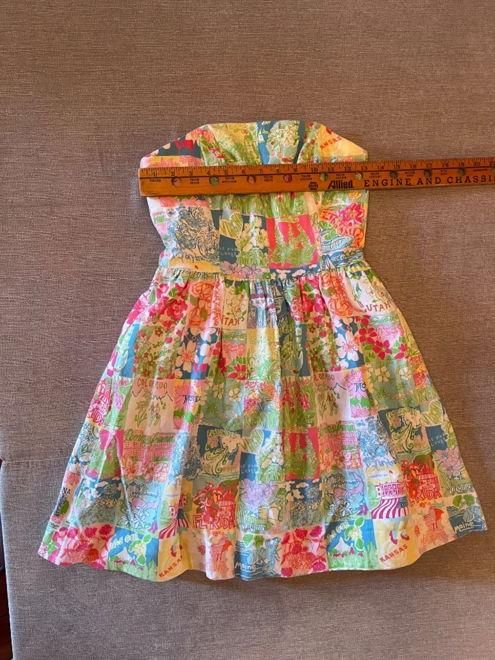 Lilly Pulitzer Strapless Lottie Dress USA Patchwork Size 00 - Picture 5 of 14